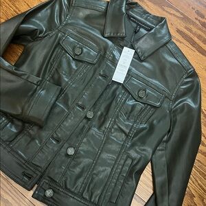 WHBM Coated Denim Jacket, NWT, size 00
Color- Fatigue (green)